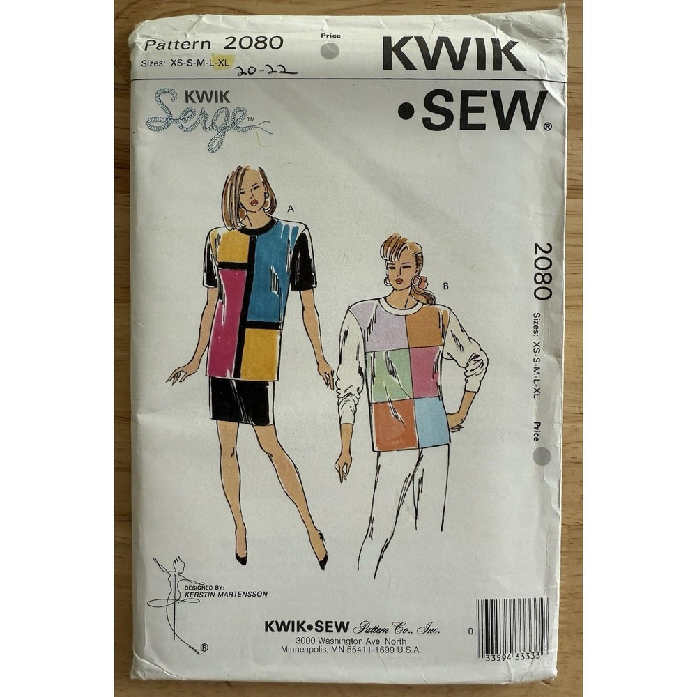 Misses' Tops & Skirt Kwik•Sew/Serge Pattern 2080 For Knits Size XS-XL Open Uncut